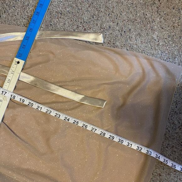 FirstKiss Y2K Dress Sz M Babydoll Fairy Metallic Gold Mini Spaghetti Strap Bow - Picture 3 of 9